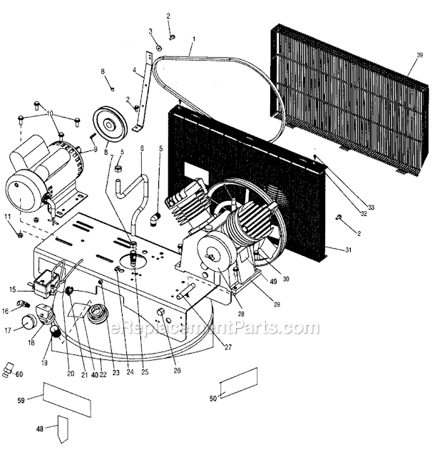 Page A Diagram and Parts List for Type 0 DeVilbiss Compressor