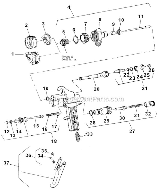 Page A Diagram and Parts List for  DeVilbiss Paint Sprayer