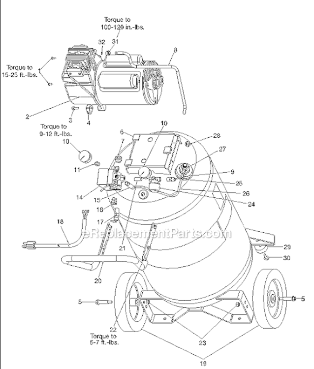 Page A Diagram and Parts List for Type 0 DeVilbiss Compressor