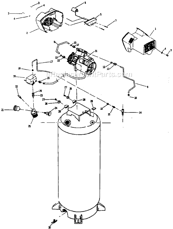 Page B Diagram and Parts List for PTFTV560V Type 2 DeVilbiss Compressor