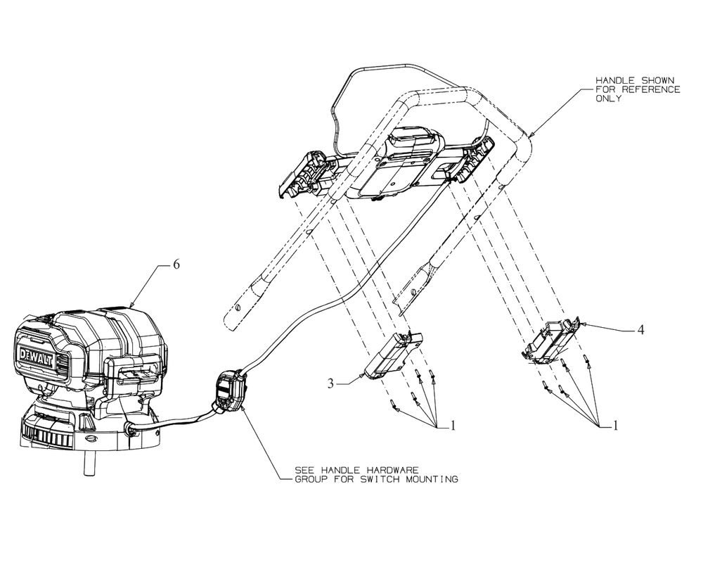 Motor Diagram and Parts List for (18A-U2C2738)(2022) DeWALT Lawn Mower