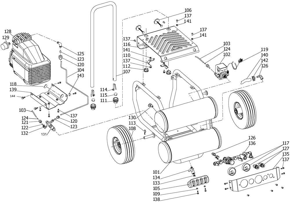 Exploded Diagram A Diagram and Parts List for Type 4 DeWALT Compressor