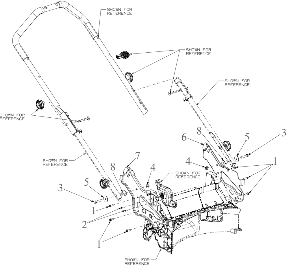 Handle Hardware Diagram and Parts List for (18AEZ3C2739)(2022) DeWALT Lawn Mower