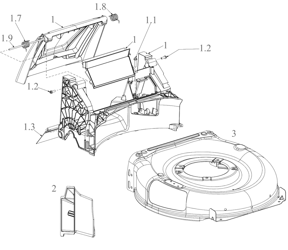 Deck Diagram and Parts List for (18AEZ3C2739)(2022) DeWALT Lawn Mower