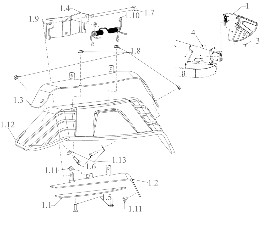 Discharge Chute Diagram and Parts List for (53AL8CS6038)(2021) DeWALT Lawn Tractor