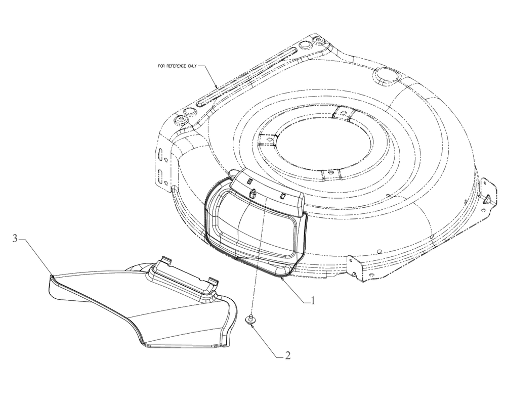 Side Discharge Chute Diagram and Parts List for (18A-U2C2738)(2022) DeWALT Lawn Mower