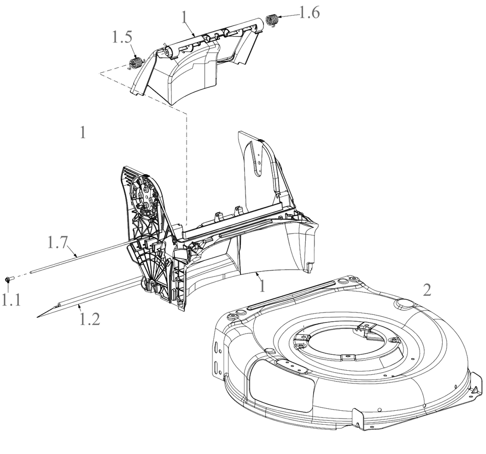 Deck Diagram and Parts List for (18A-U2C2738)(2022) DeWALT Lawn Mower