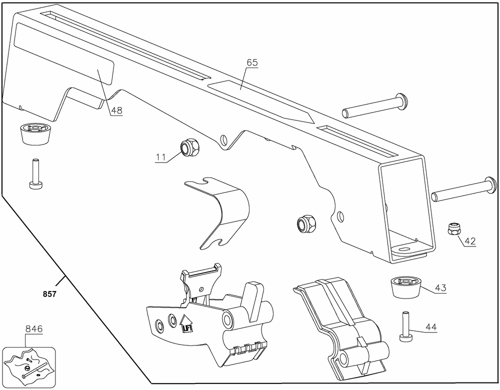 Section 1 Diagram and Parts List for Type 30 DeWALT Tool Stand & Cart