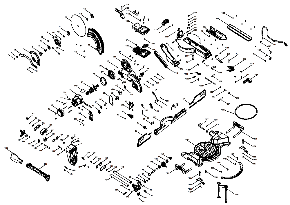 Diagram Diagram and Parts List for Type 30 DeWALT Miter Saw