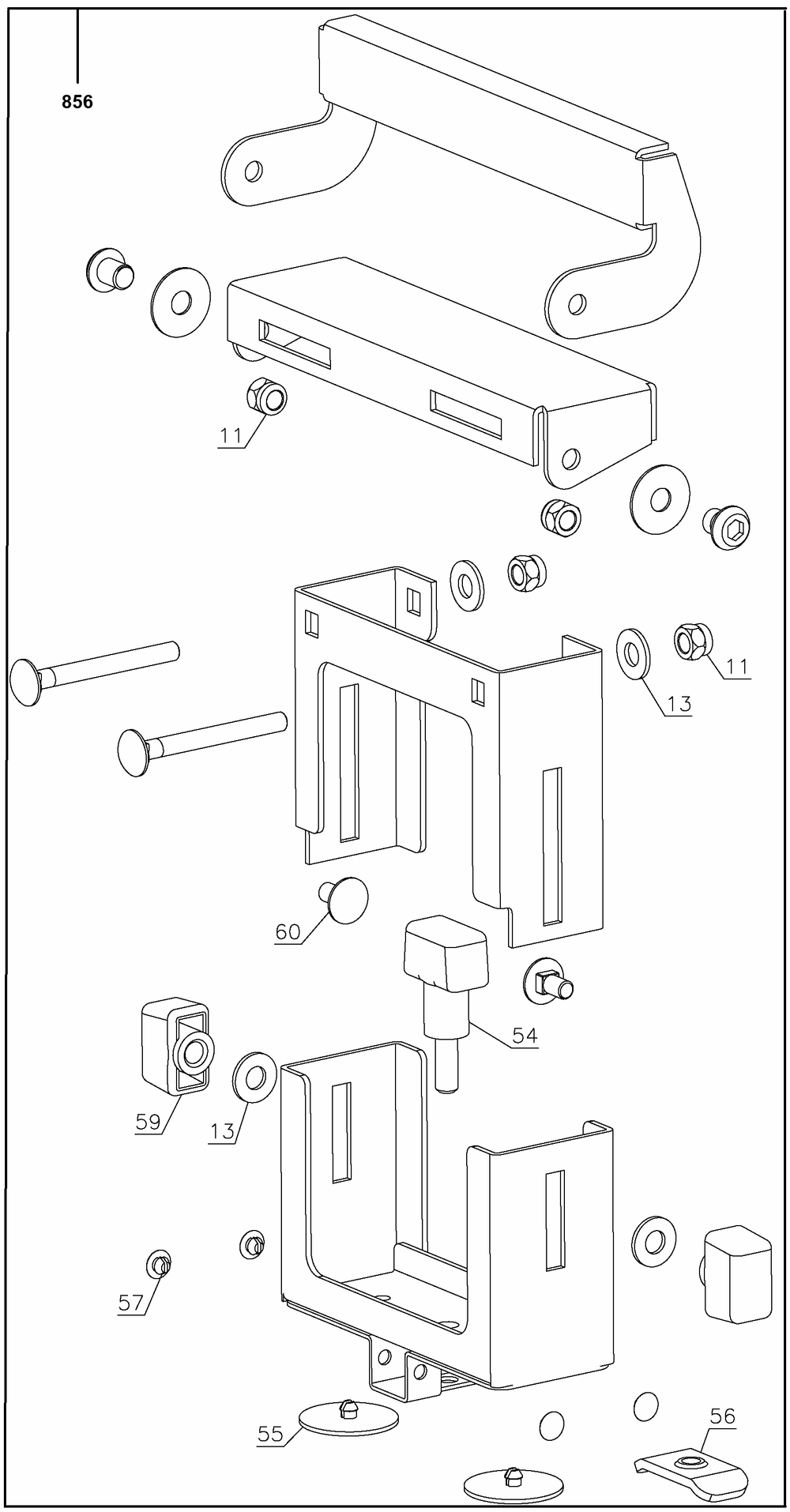 Section 2 Diagram and Parts List for Type 30 DeWALT Tool Stand & Cart