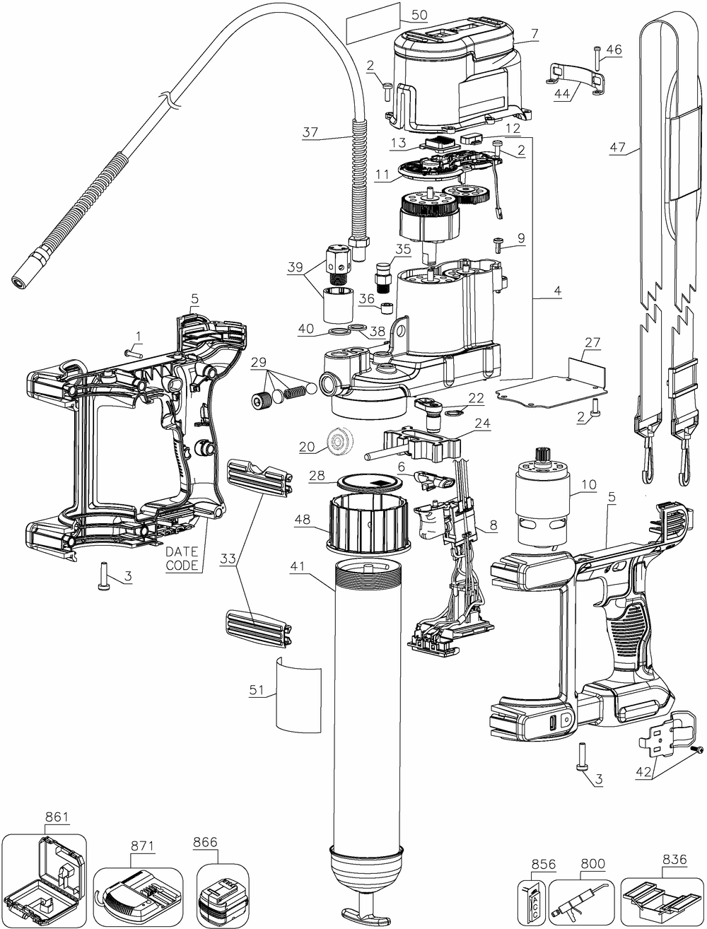 Section 1 Diagram and Parts List for Type 10 DeWALT Miscellaneous