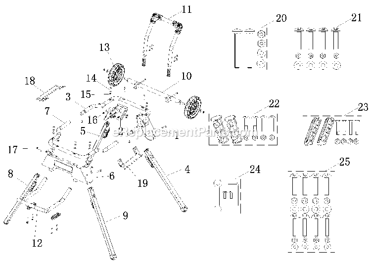 Page A Diagram and Parts List for Type 2 DeWALT Table Saw