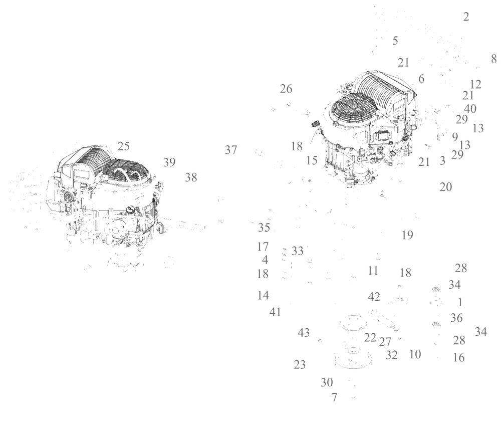 Engine Accessories Diagram and Parts List for (53AL8CS6038)(2021) DeWALT Lawn Tractor