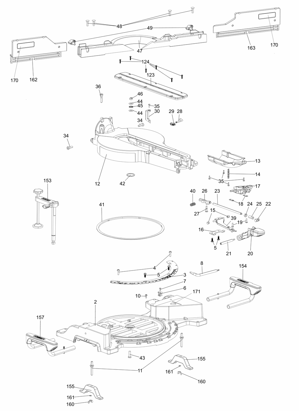 Section 3 Diagram and Parts List for Type 23 DeWALT Saw