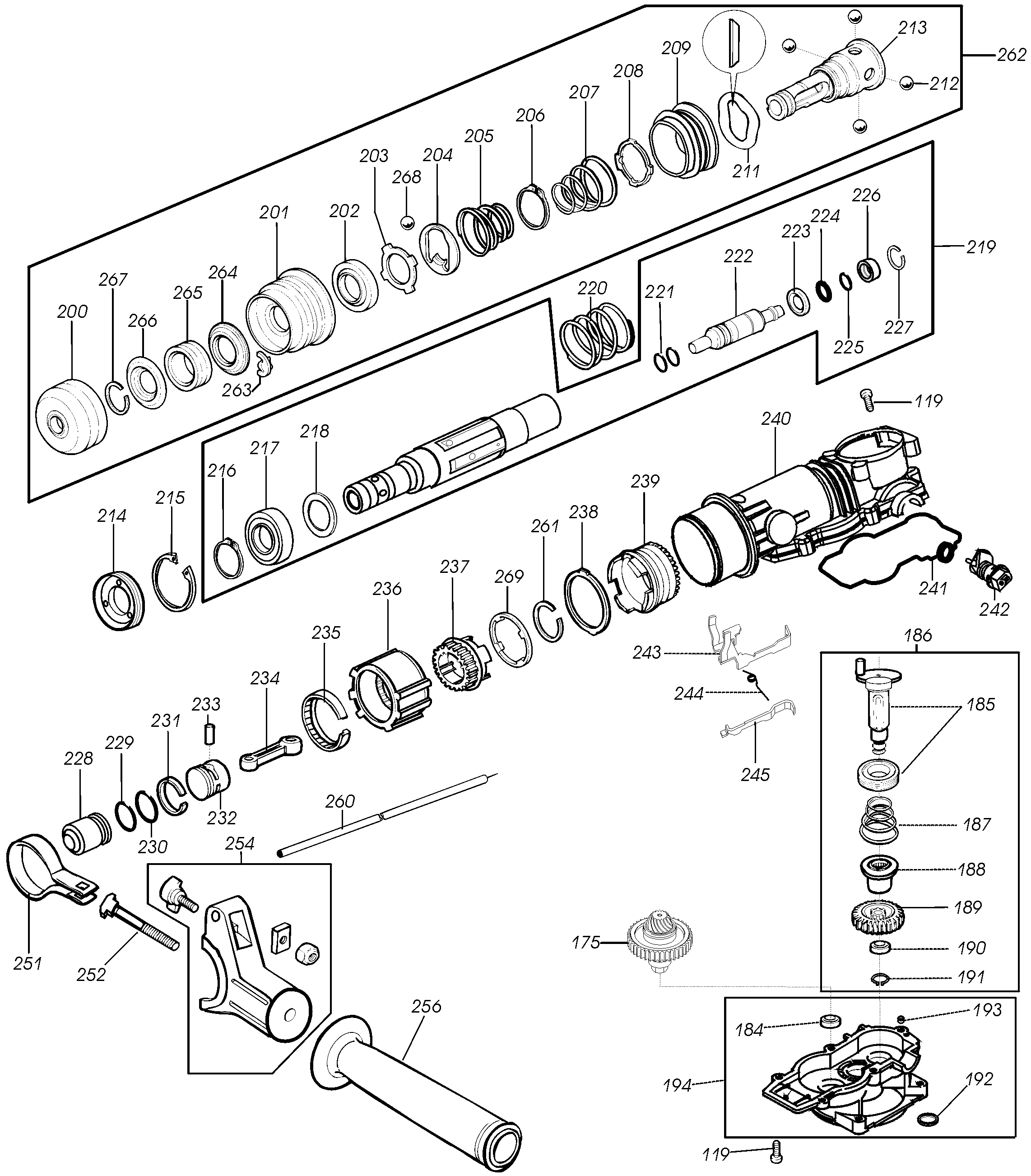 Page B Diagram and Parts List for DW570K 2 DeWALT Hammer