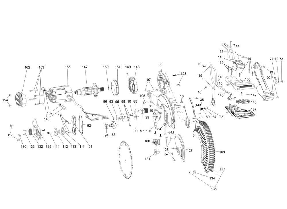 Exploded Diagram A Diagram and Parts List for Type 22 DeWALT Miter Saw