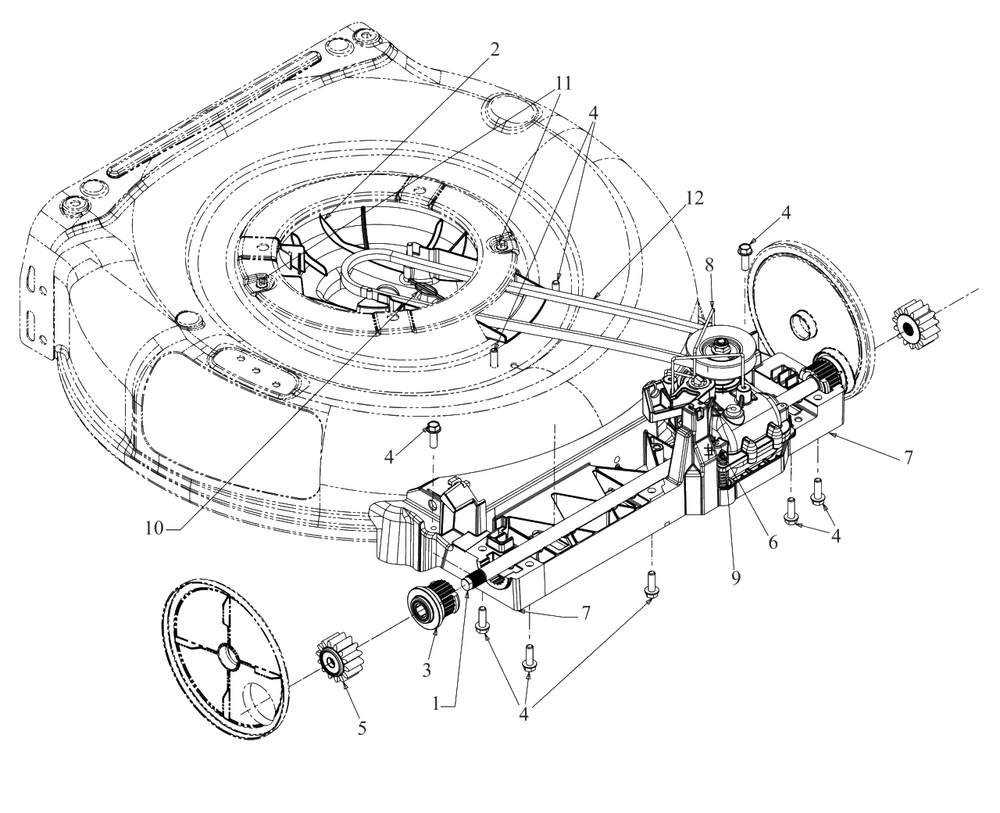 Drive Diagram and Parts List for (181EU2C2738)(2022) DeWALT Lawn Mower