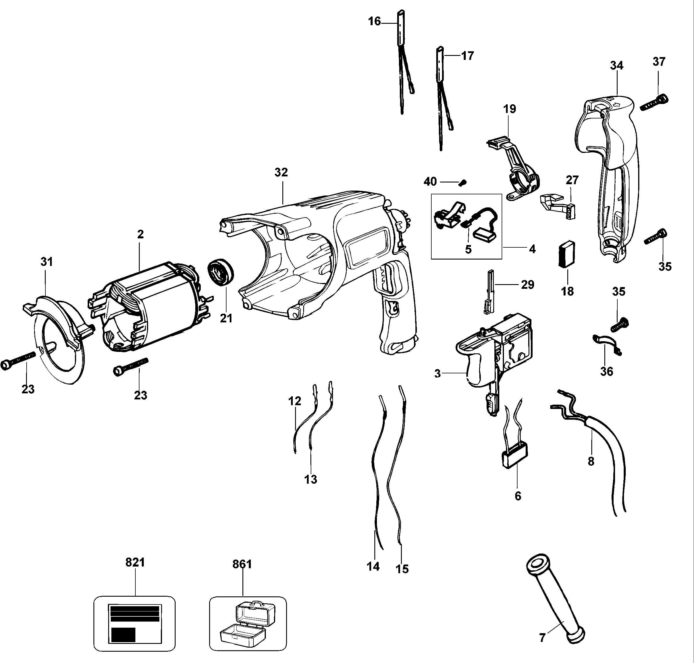 Page A Diagram and Parts List for D25103KAR 2 DeWALT Hammer