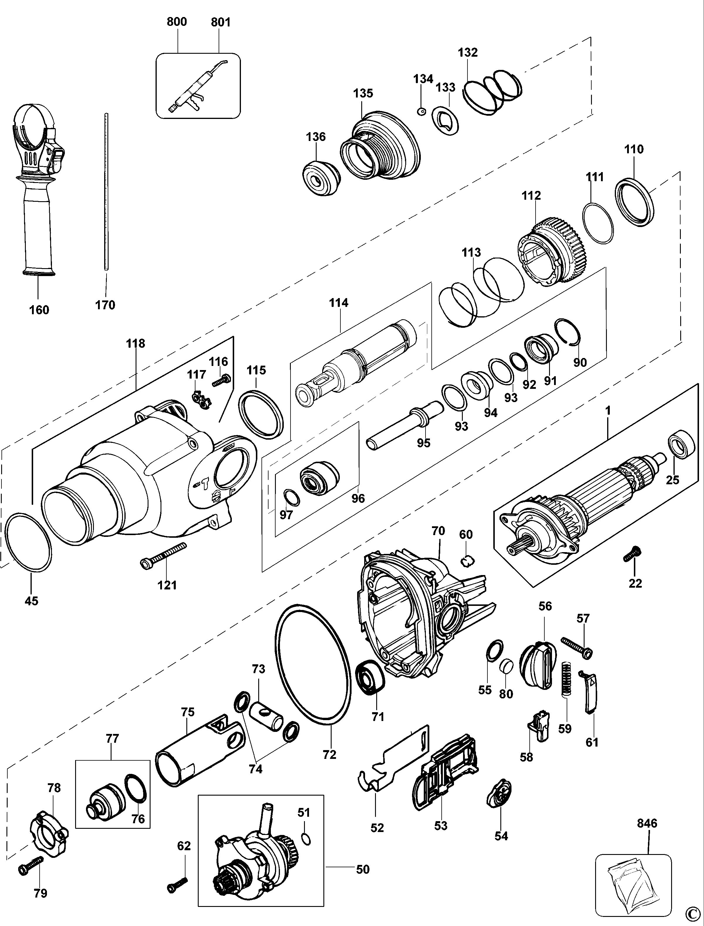 Page B Diagram and Parts List for D25103KAR 2 DeWALT Hammer