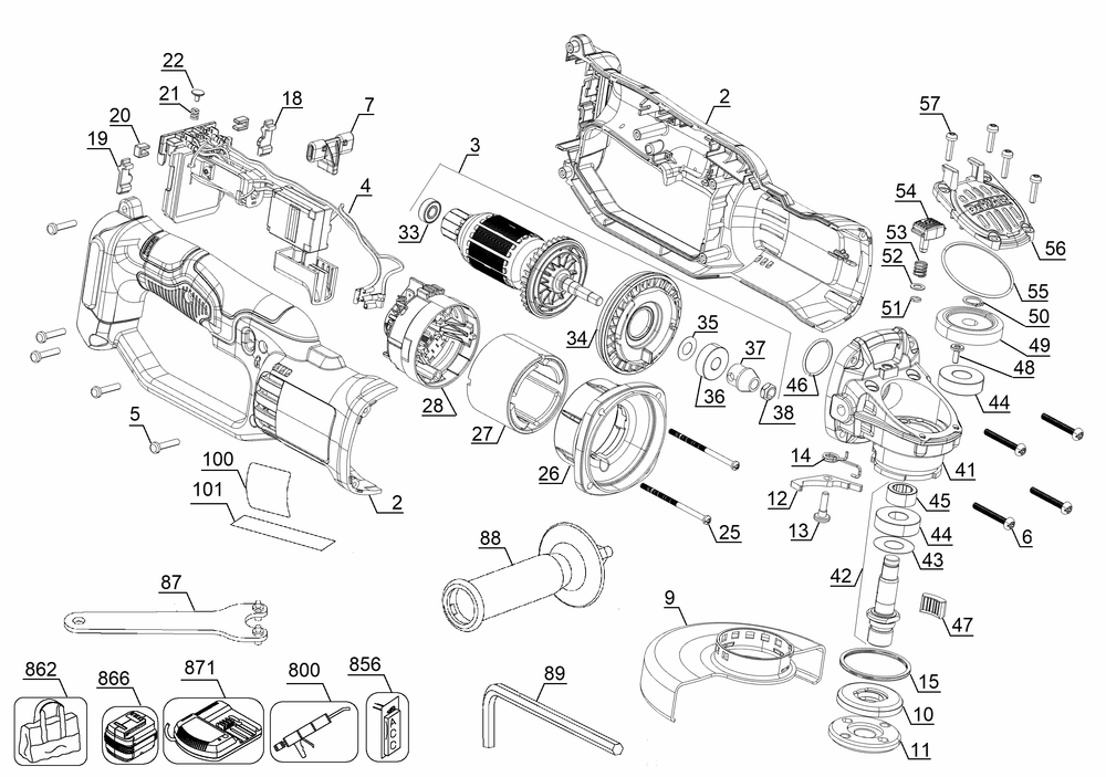Diagram Diagram and Parts List for Type 4 DeWALT Saw