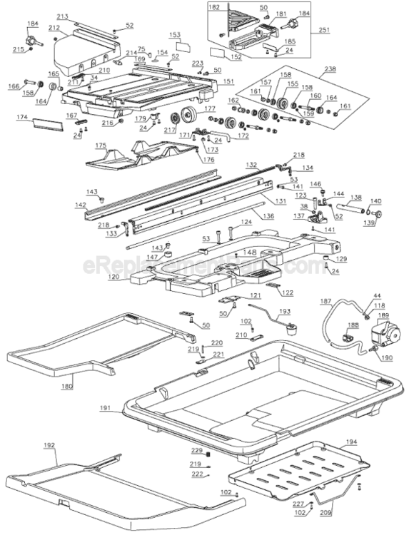 Page B Diagram and Parts List for Type 1 DeWALT