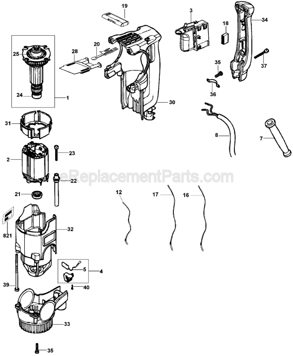 Page B Diagram and Parts List for Type 2 DeWALT Hammer Drill