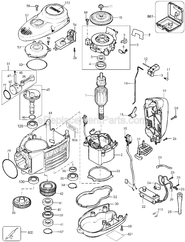 Page A Diagram and Parts List for Type 2 DeWALT Hammer Drill