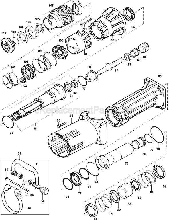 Page B Diagram and Parts List for Type 2 DeWALT Hammer Drill