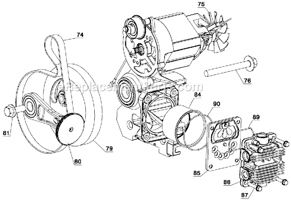 Page A Diagram and Parts List for Type 2 DeWALT Compressor