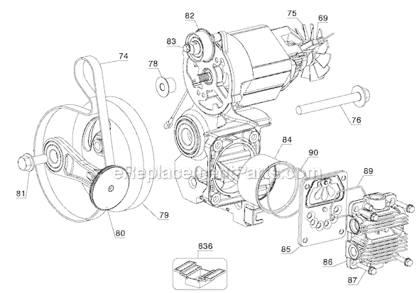 Page A Diagram and Parts List for Type 3 DeWALT Compressor