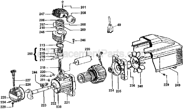 Page B Diagram and Parts List for Type 1 DeWALT Compressor