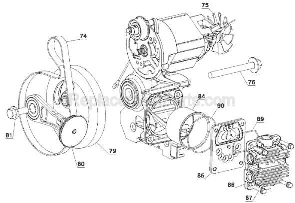 Page A Diagram and Parts List for Type 1 DeWALT Compressor