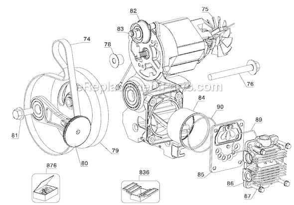 Page A Diagram and Parts List for Type 3 DeWALT Compressor