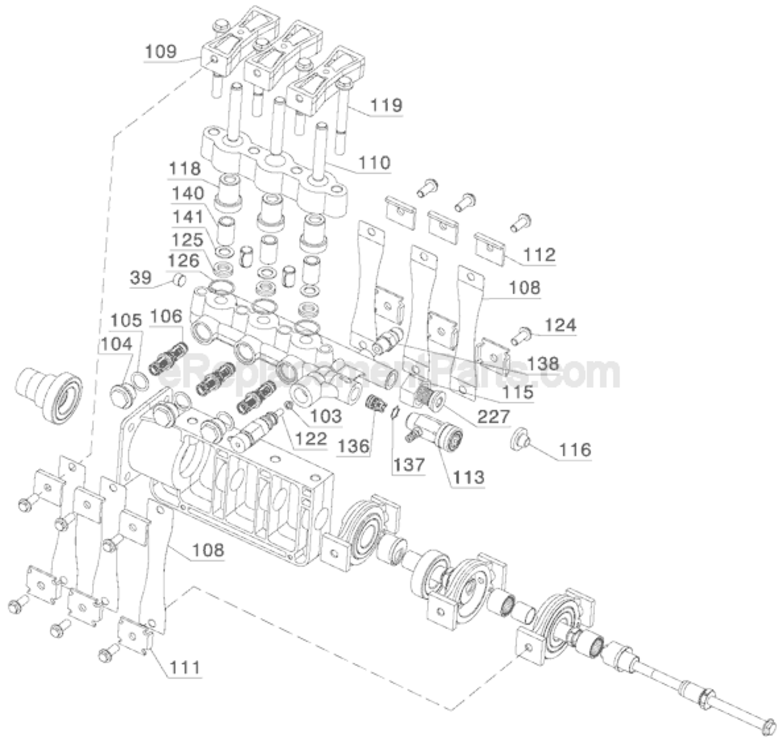 Page E Diagram and Parts List for  DeWALT Pressure Washer