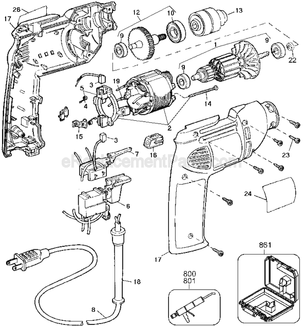 Page A Diagram and Parts List for Type 2 DeWALT Electric Drill