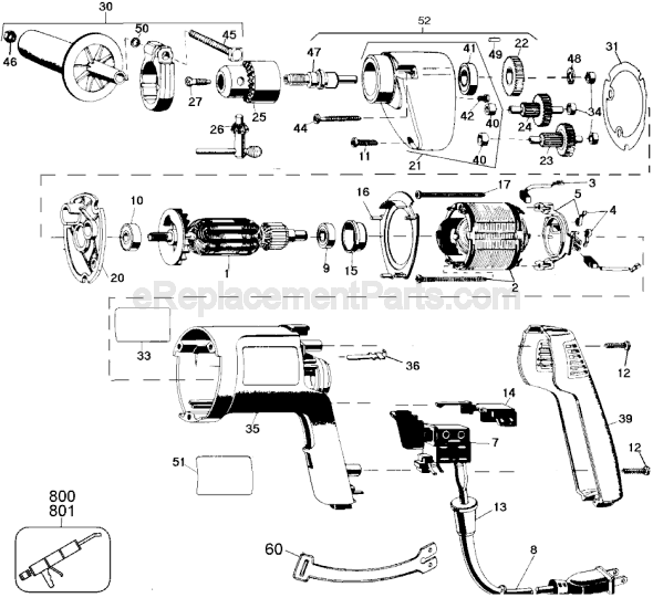 Page A Diagram and Parts List for Type 2 DeWALT Electric Drill