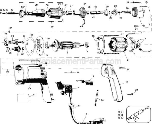 Page A Diagram and Parts List for Type 1 DeWALT