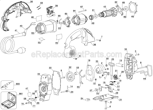 Page A Diagram and Parts List for Type 1 DeWALT