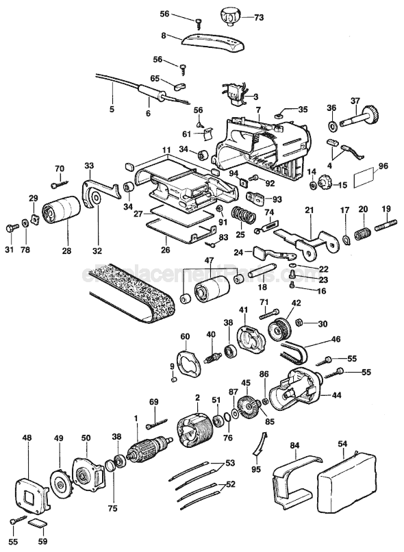 Page A Diagram and Parts List for Type 4 DeWALT Sander Polisher