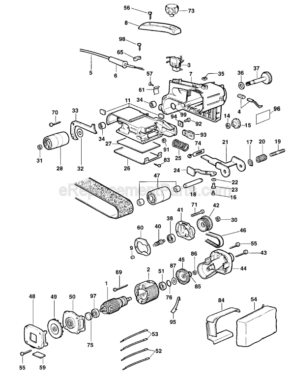 Page A Diagram and Parts List for Type 5 DeWALT Sander Polisher