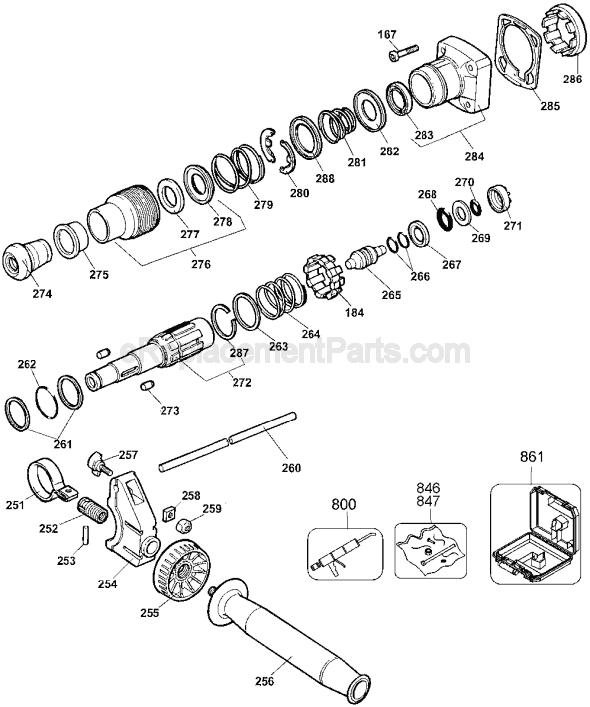 Page A Diagram and Parts List for Type 3 DeWALT Hammer Drill