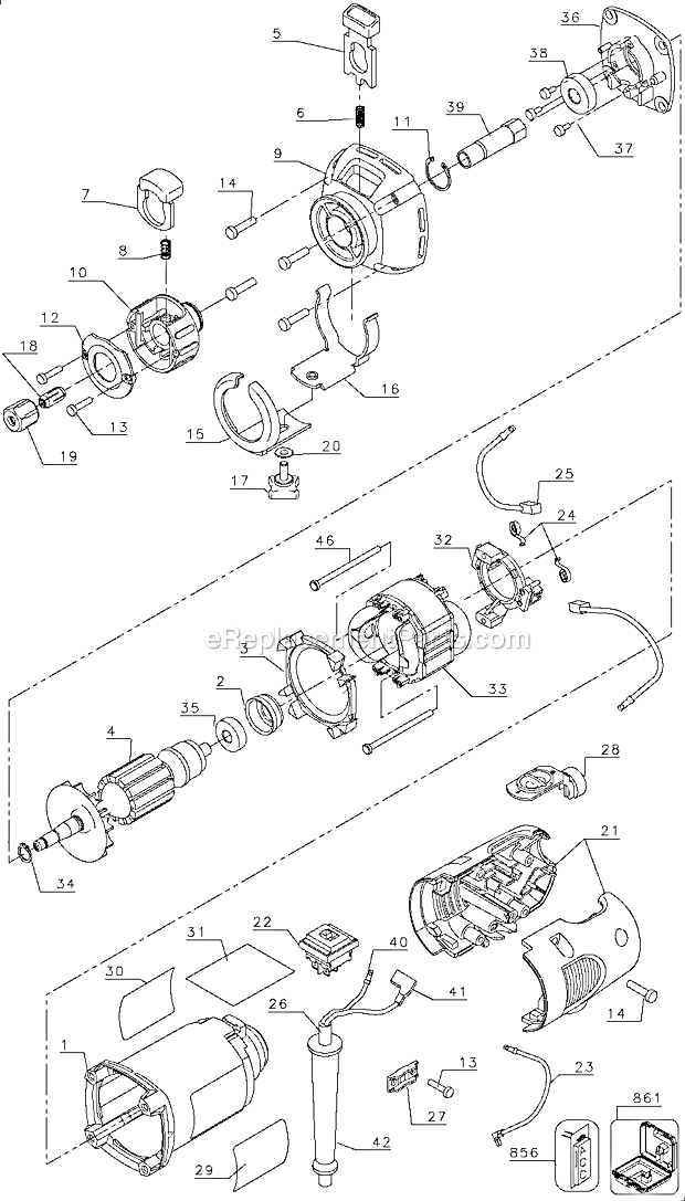 Page M Diagram and Parts List for Type 1 DeWALT Chop Saw
