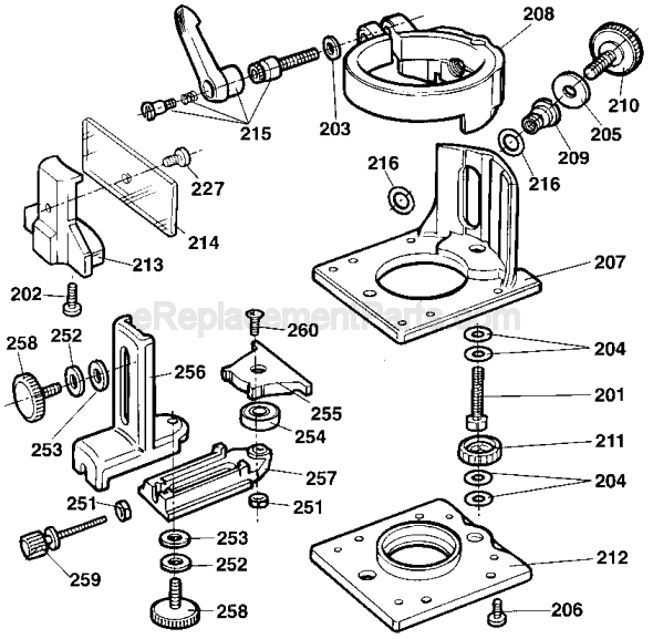 Page B Diagram and Parts List for Type 1 DeWALT Laminate Trimmer