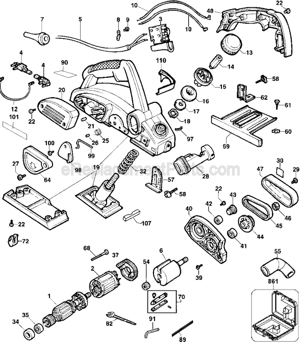 Page A Diagram and Parts List for Type 4 DeWALT Planer Jointer