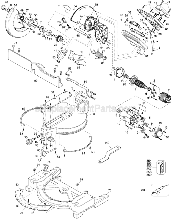 Page A Diagram and Parts List for Type 5 DeWALT
