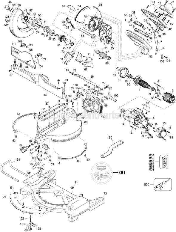 Page A Diagram and Parts List for Type 5 DeWALT