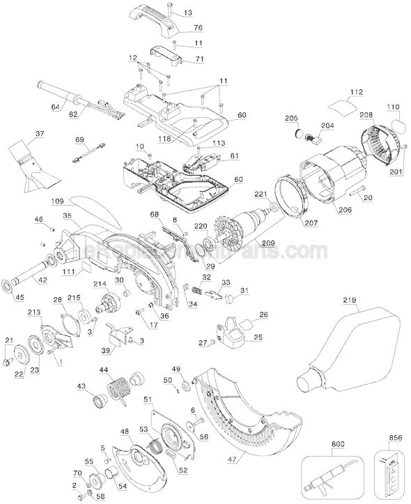 Page A Diagram and Parts List for  DeWALT