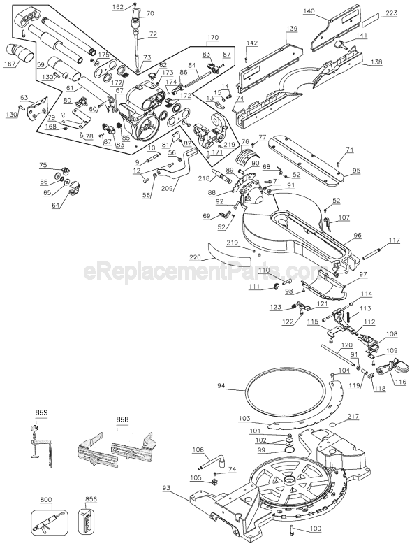 Page B Diagram and Parts List for Type 1 DeWALT