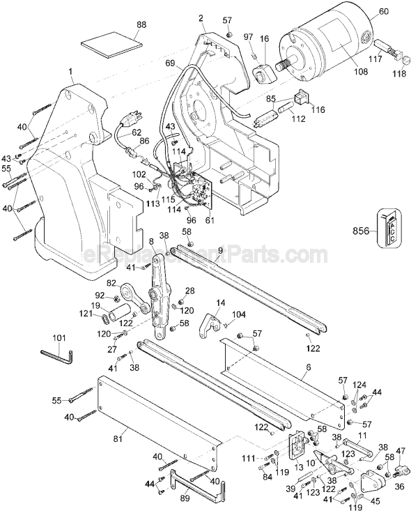 Page A Diagram and Parts List for Type 1 DeWALT Scroll Saw