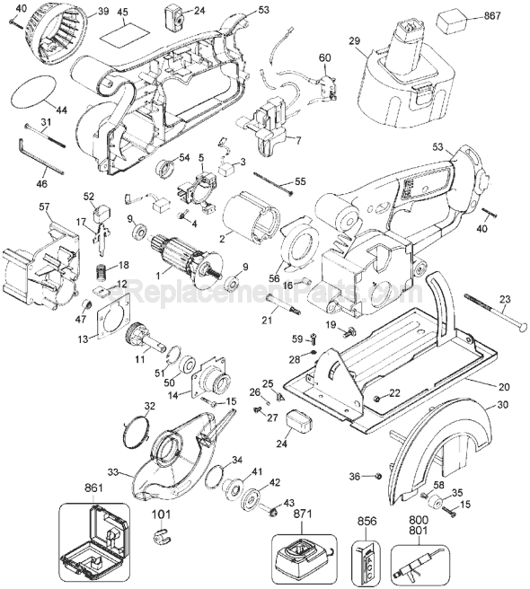 Page A Diagram and Parts List for Type 2 DeWALT Circular Saw